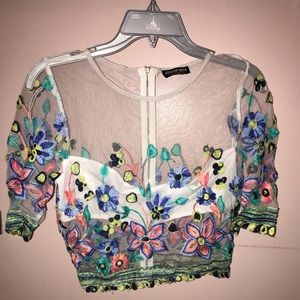 Sheer floral crop top